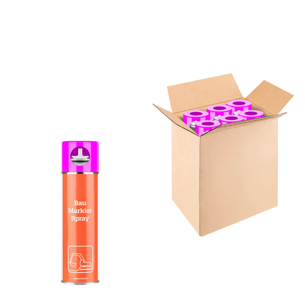 Bau-Markierungsfarbe, pink, temporär, ca. 12 Monate, 500 ml Spraydose, 6  Stk.