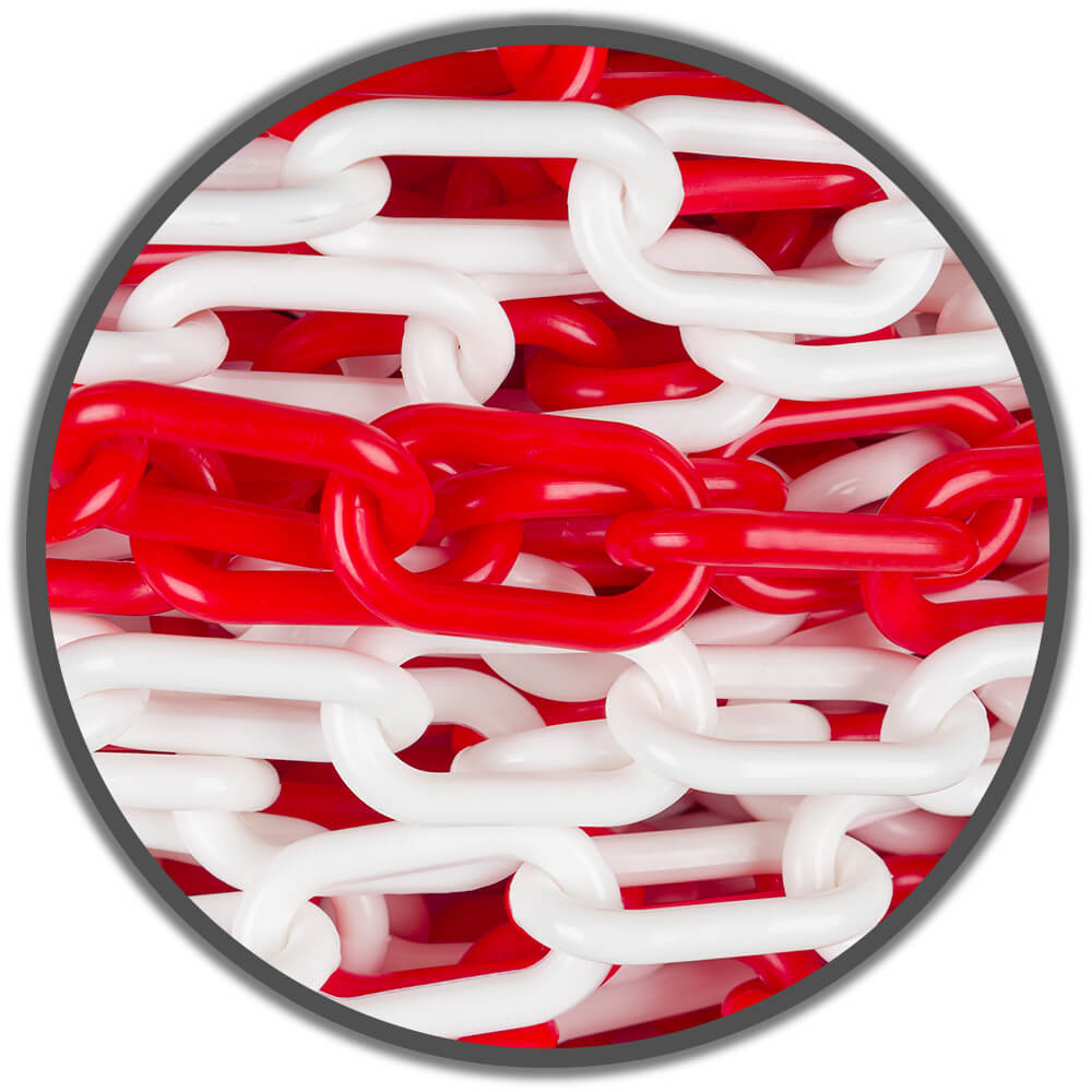 Absperrkette Kunststoff 10mm Rot/weiß – 4–25m, UV-beständig, Nicht Leitend – Für Sicherheitsabgrenzungen