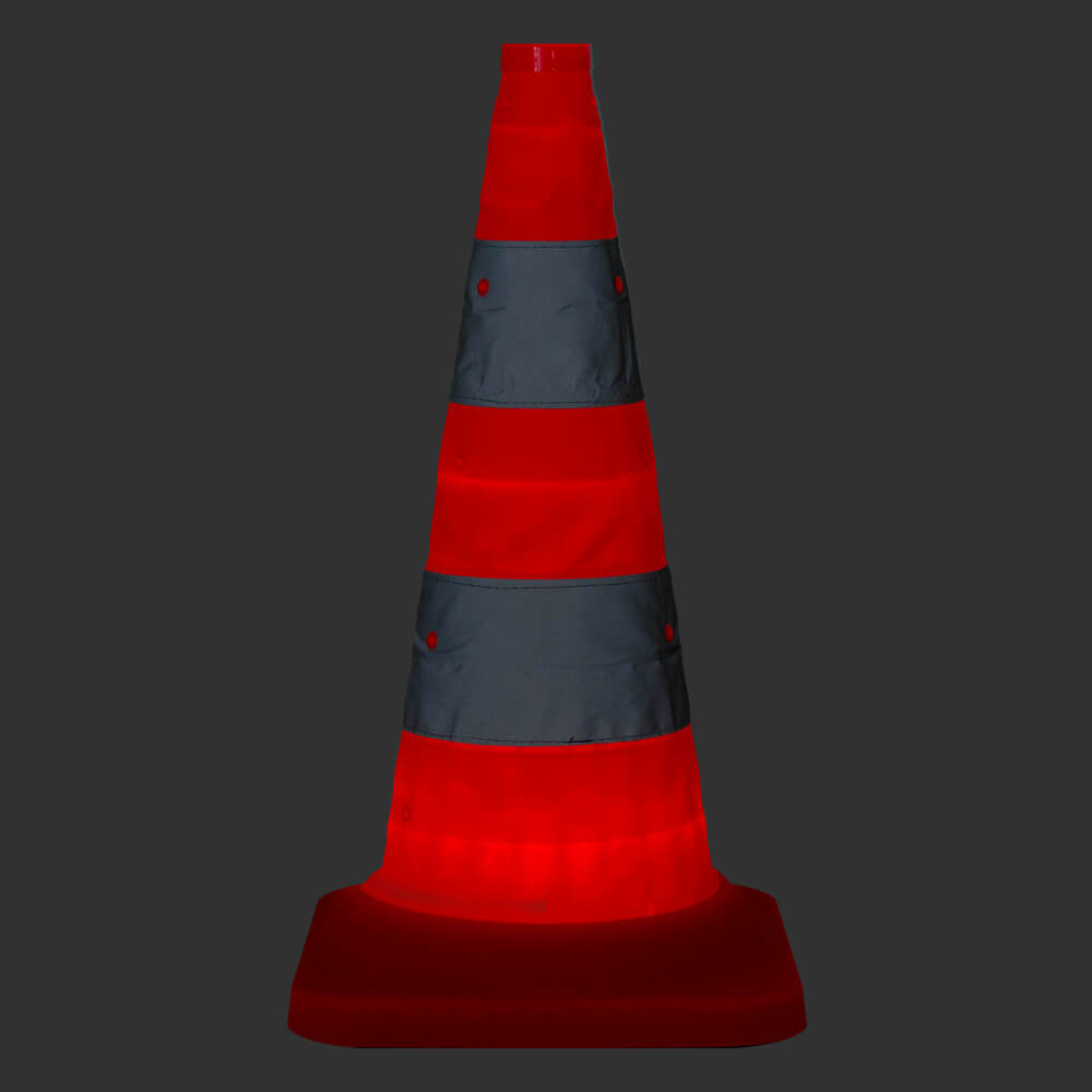 LED-MARTIN Faltleitkegel 50cm - Retroreflektierend Mit LED-Beleuchtung