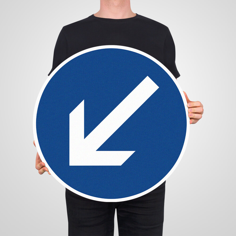 Vorschriftzeichen VZ 222-10, Vorgeschr. Vorbeifahrt links vorbei