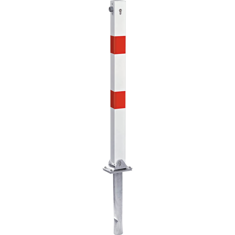 ROBUSTO Klapp-Pfosten, verschiedenschl., r/w, einbetonieren, Stahl, 7x7cm, 140cm