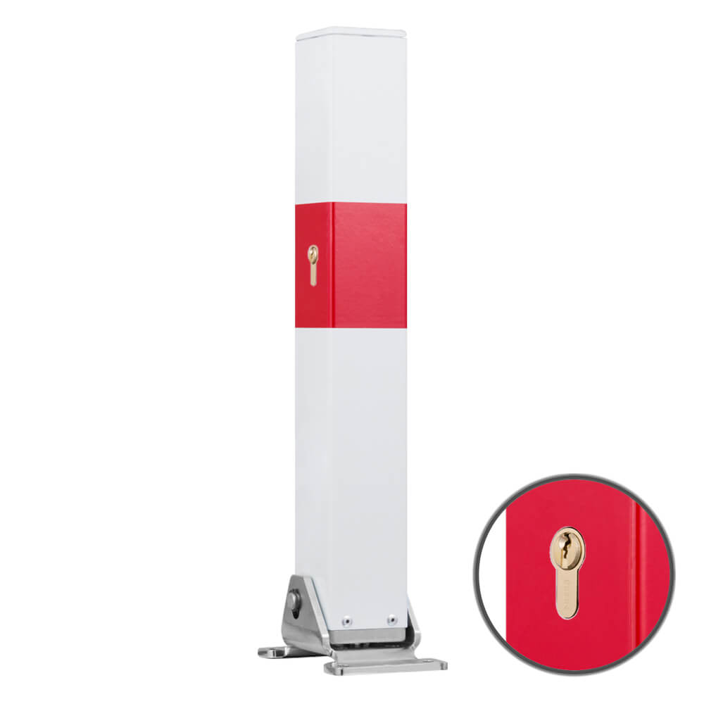 ROBUSTO Klapppfosten Rot/weiß 140cm - Absperrpfosten Zum Einbetonieren