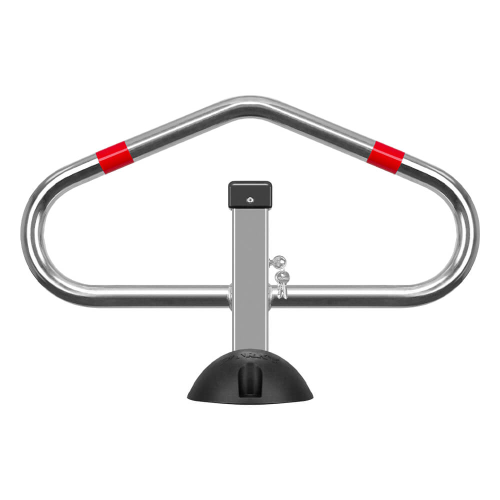 Parkplatzsicherung PARKY AR 100, gleichschließend, zum Aufdübeln, 50 x 73 cm, Parkplatzsperre klappbar, Parkplatz-Absperrung, Parkbügel