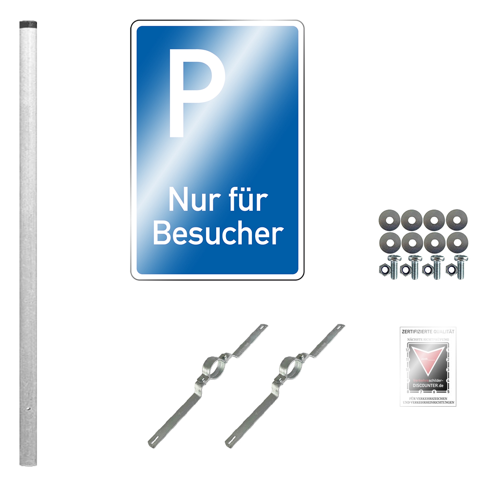 Parkplatzschild Nur für Besucher, Komplett-Set, reflektierend RA, 60 x 90 cm