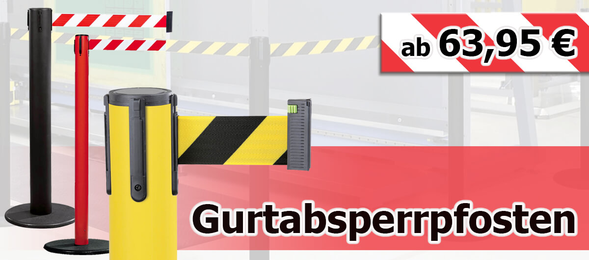 Gurtabsperrpfosten in verschiedenen Längen und Farben