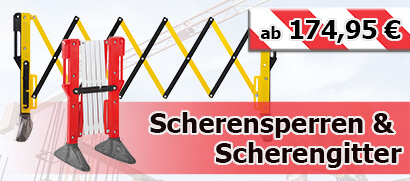 Scherensperren, Scherengitter in rot/weiß oder gelb/schwarz