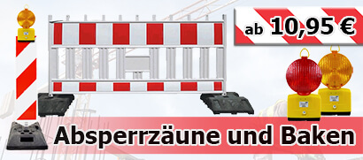 Absperrzäune, Absperrschranke Baken oder Schachtabsperrungen