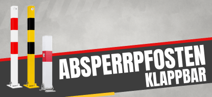 Umlegbare Absperrpfosten zum Aufdübeln und Einbetoniere