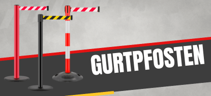 Gurtabsperrpfosten in verschiedenen Längen und Farben