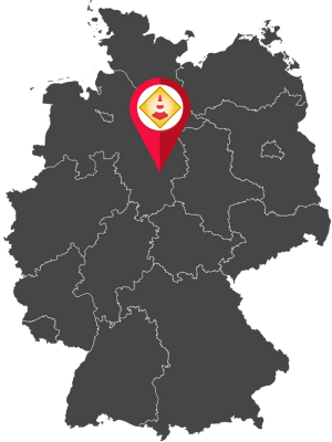 Position des Absperrshops in Braunschweig auf einer Deutschlandkarte
